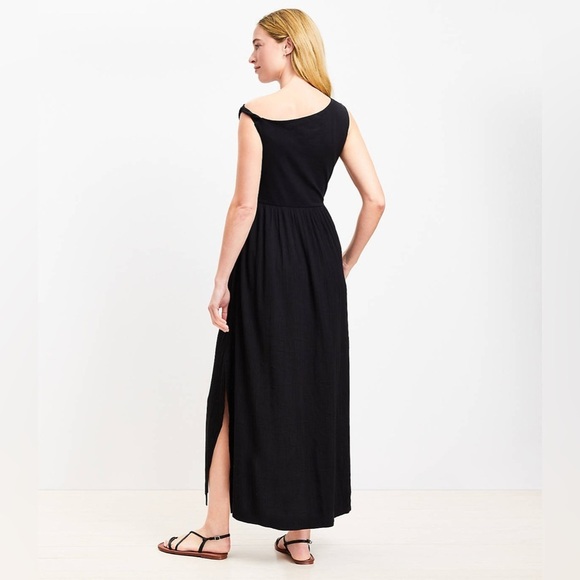 LOFT Beach Black Twist Shoulder Maxi Dress - Picture 2 of 10